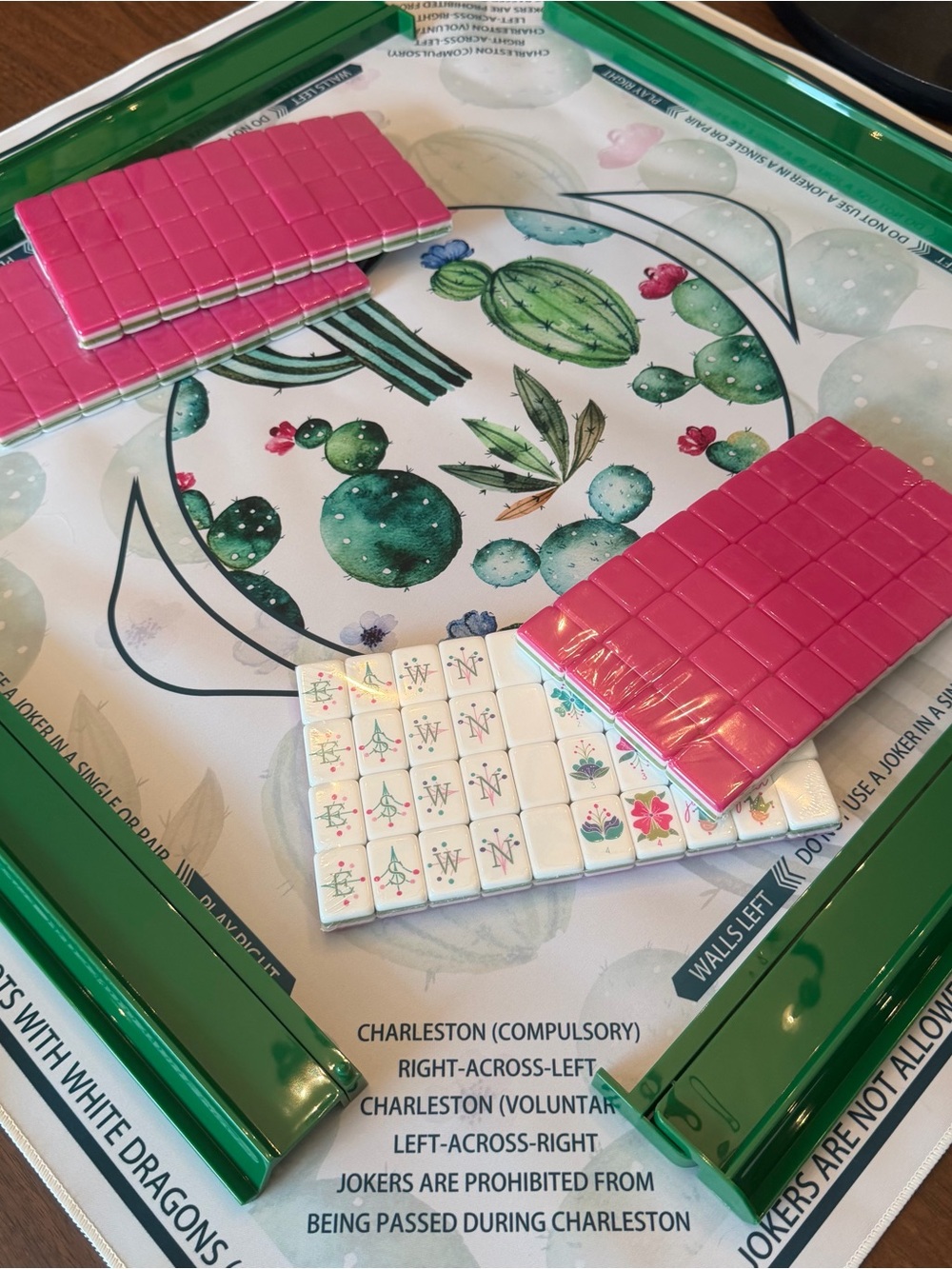 Pink and White Cactus Mahjong MAT ONLY - Picture 3 of 14